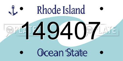 149407 Rhode Island License Plate