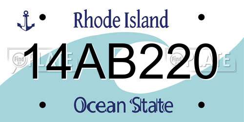 14AB220 Rhode Island License Plate