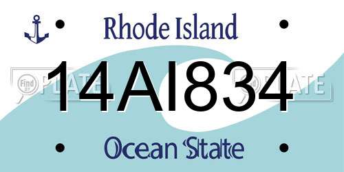 14AI834 Rhode Island License Plate