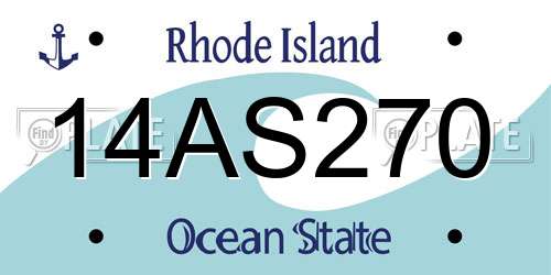 14AS270 Rhode Island License Plate
