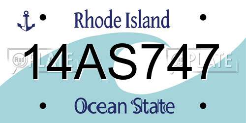 14AS747 Rhode Island License Plate