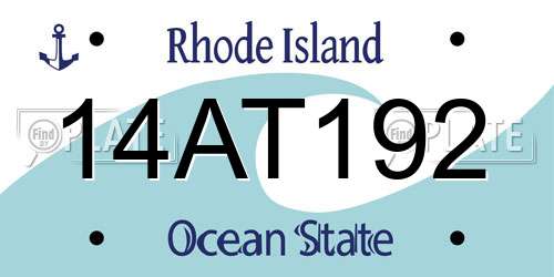 14AT192 Rhode Island License Plate