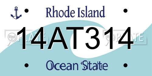 14AT314 Rhode Island License Plate