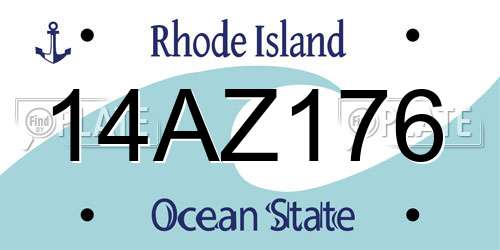 14AZ176 Rhode Island License Plate