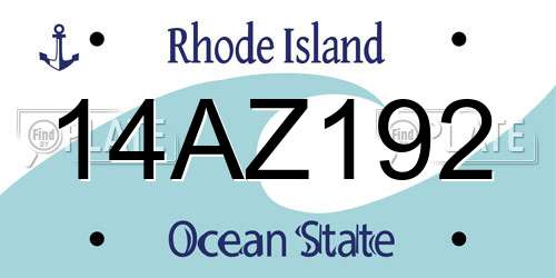 14AZ192 Rhode Island License Plate