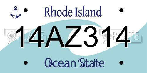 14AZ314 Rhode Island License Plate
