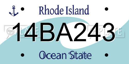 14BA243 Rhode Island License Plate