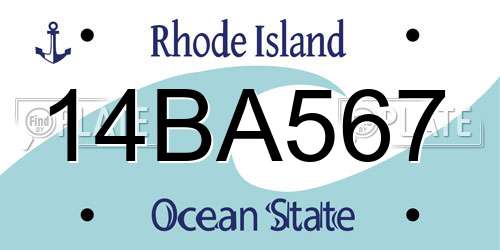 14BA567 Rhode Island License Plate