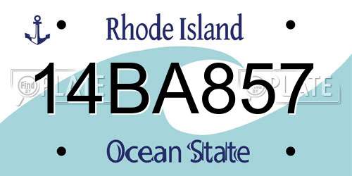 14BA857 Rhode Island License Plate