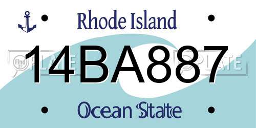 14BA887 Rhode Island License Plate