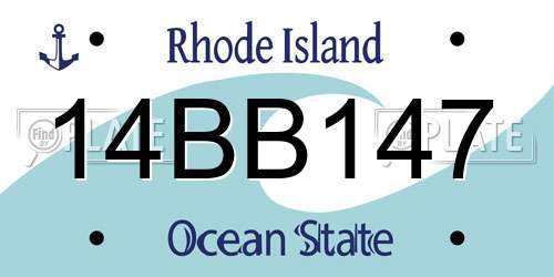 14BB147 Rhode Island License Plate