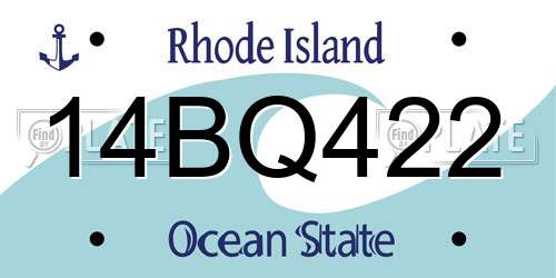 14BQ422 Rhode Island License Plate