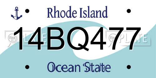 14BQ477 Rhode Island License Plate