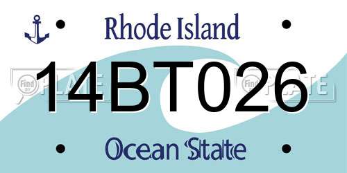 14BT026 Rhode Island License Plate