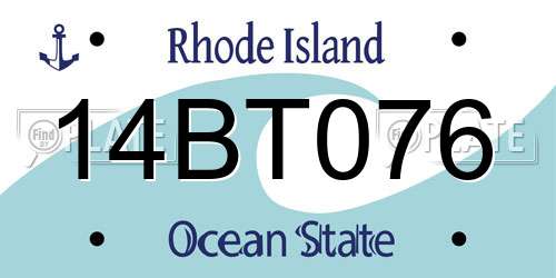 14BT076 Rhode Island License Plate