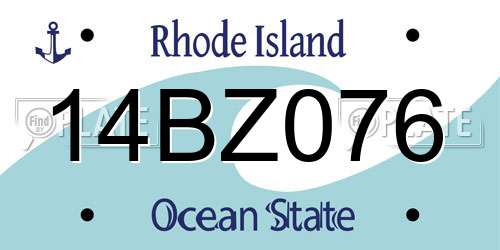 14BZ076 Rhode Island License Plate