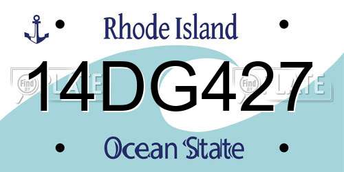 14DG427 Rhode Island License Plate