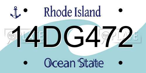 14DG472 Rhode Island License Plate