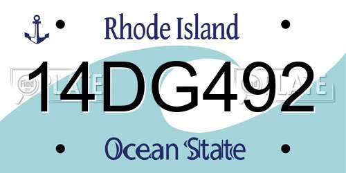 14DG492 Rhode Island License Plate