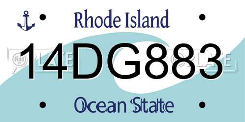 14DG883 Rhode Island License Plate