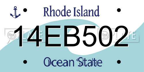 14EB502 Rhode Island License Plate