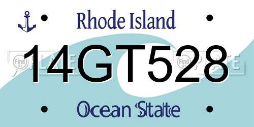 14GT528 Rhode Island License Plate