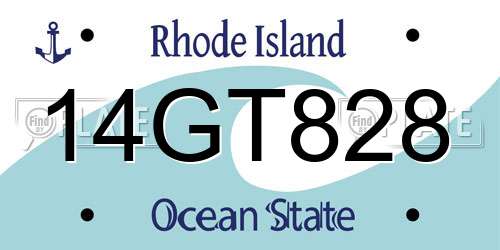 14GT828 Rhode Island License Plate