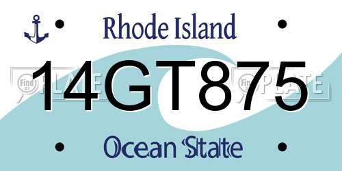 14GT875 Rhode Island License Plate