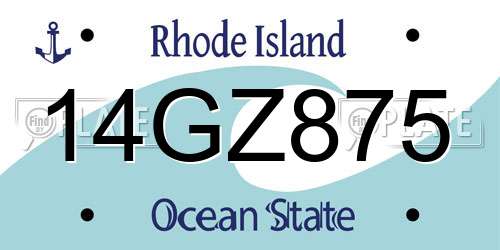 14GZ875 Rhode Island License Plate