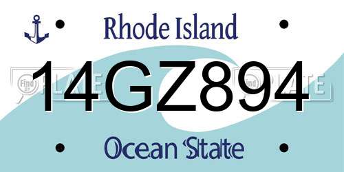 14GZ894 Rhode Island License Plate