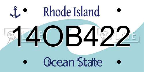 14OB422 Rhode Island License Plate