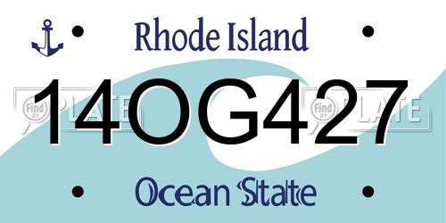 14OG427 Rhode Island License Plate