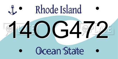 14OG472 Rhode Island License Plate