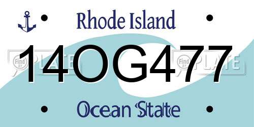 14OG477 Rhode Island License Plate