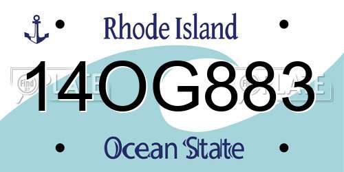 14OG883 Rhode Island License Plate