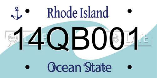 14QB001 Rhode Island License Plate