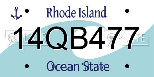 14QB477 Rhode Island License Plate