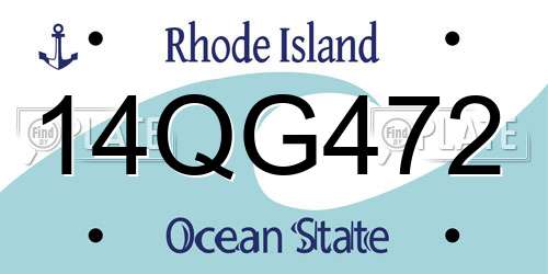 14QG472 Rhode Island License Plate