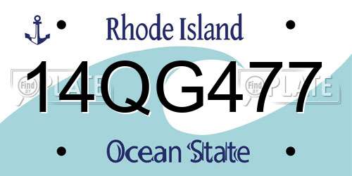 14QG477 Rhode Island License Plate