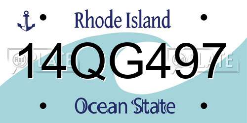 14QG497 Rhode Island License Plate