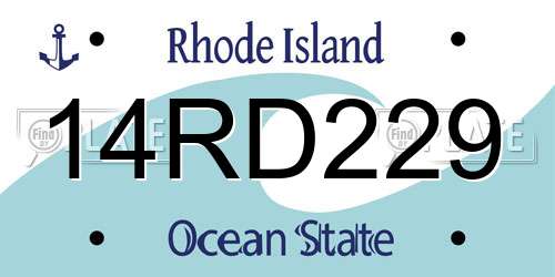 14RD229 Rhode Island License Plate