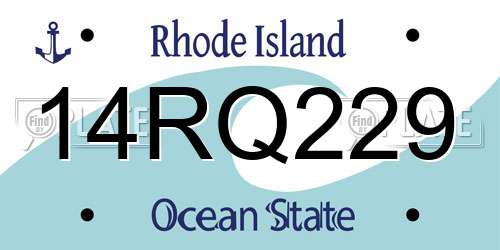 14RQ229 Rhode Island License Plate
