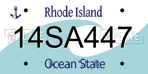 14SA447 Rhode Island License Plate