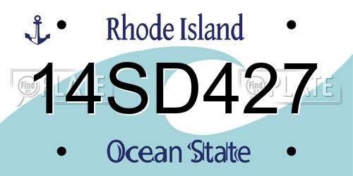 14SD427 Rhode Island License Plate