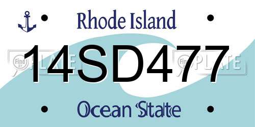 14SD477 Rhode Island License Plate