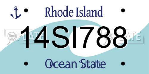 14SI788 Rhode Island License Plate