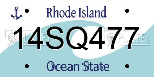 14SQ477 Rhode Island License Plate