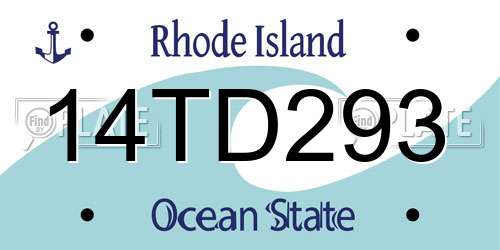 14TD293 Rhode Island License Plate