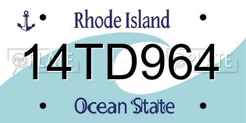 14TD964 Rhode Island License Plate