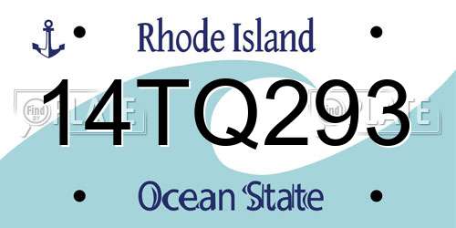 14TQ293 Rhode Island License Plate